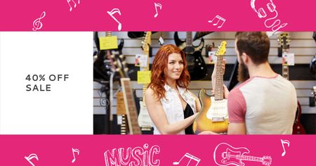 Customer in Music Store Facebook AD – шаблон для дизайну