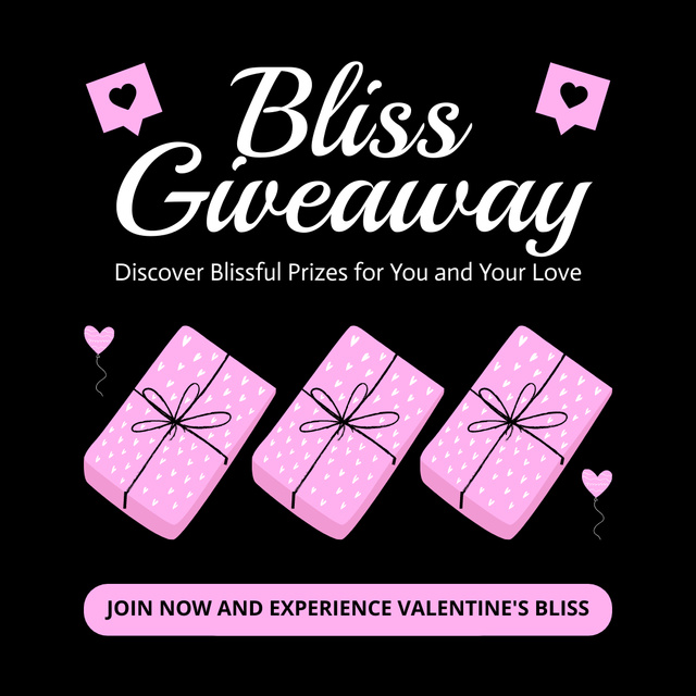 Blissful Gifts Giveaway Due Valentine's Day Instagram Πρότυπο σχεδίασης