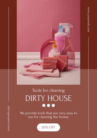 Home Cleaning Services Offer with Supplies Poster Design Template