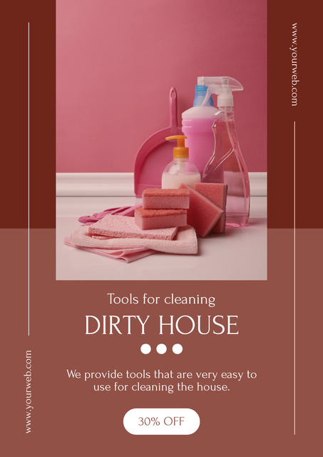 Home Cleaning Services Offer with Supplies Posterデザインテンプレート