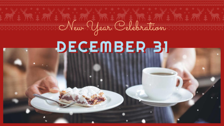 New Year Sale with Sweet Dessert FB event cover Design Template