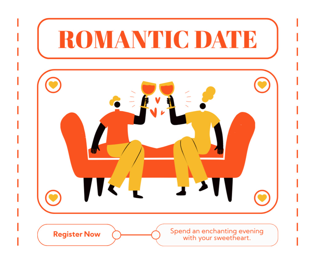 Ontwerpsjabloon van Facebook van Register to Romantic Date