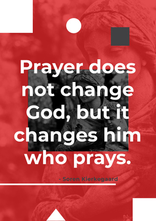 Religious Citation about Prayer on Red Poster Design Template