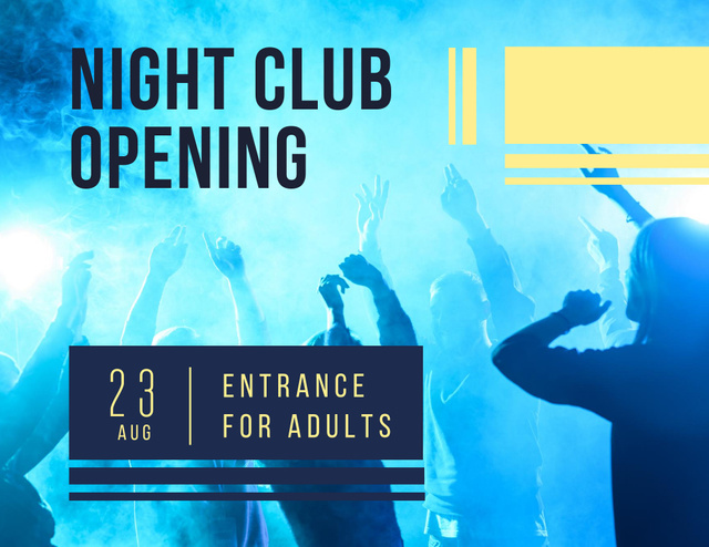 Night Club Party Event with Crowd In August Flyer 8.5x11in Horizontal Design Template