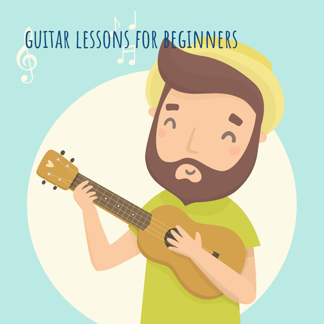 Happy Man playing ukulele Instagram AD tervezősablon