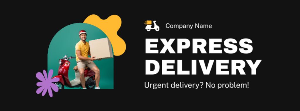Express Delivery Options Ad on Black Facebook cover Tasarım Şablonu