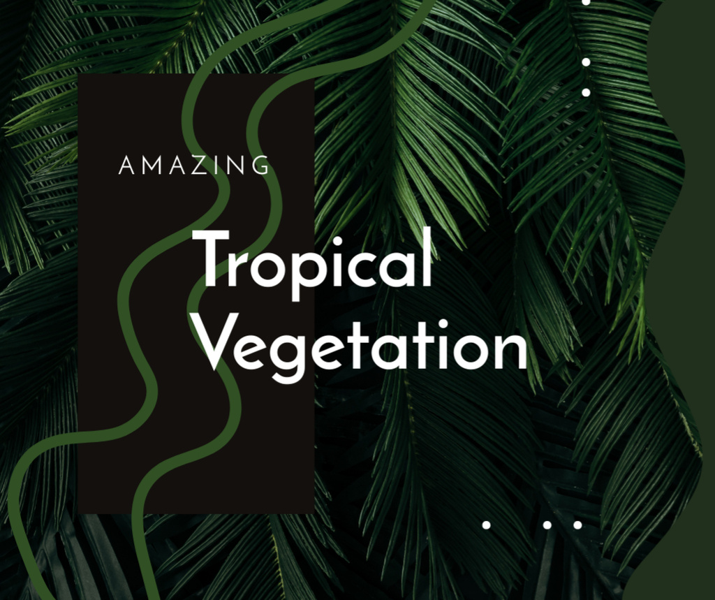 Green tropical plant Leaves Facebook – шаблон для дизайна