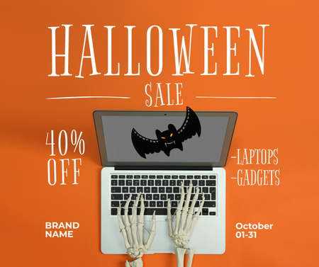 Designvorlage Ankündigung zum Verkauf von Halloween-Laptops für Facebook