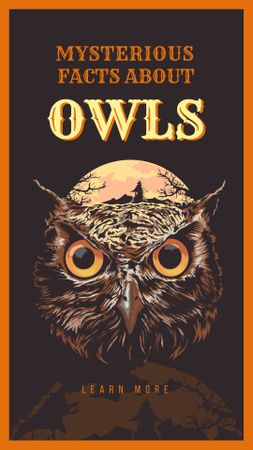 Wild owl bird illustration Instagram Story Design Template