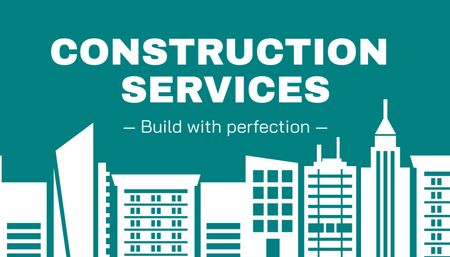 Modèle de visuel Publicité des services de construction avec des bâtiments modernes - Business Card US