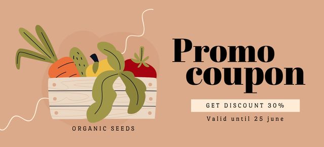 Organic Seeds Promo Offer Coupon 3.75x8.25inデザインテンプレート
