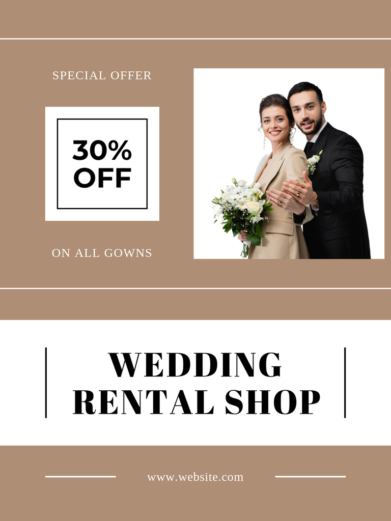 Ontwerpsjabloon van Poster US van Discount on Wedding Dresses Rental