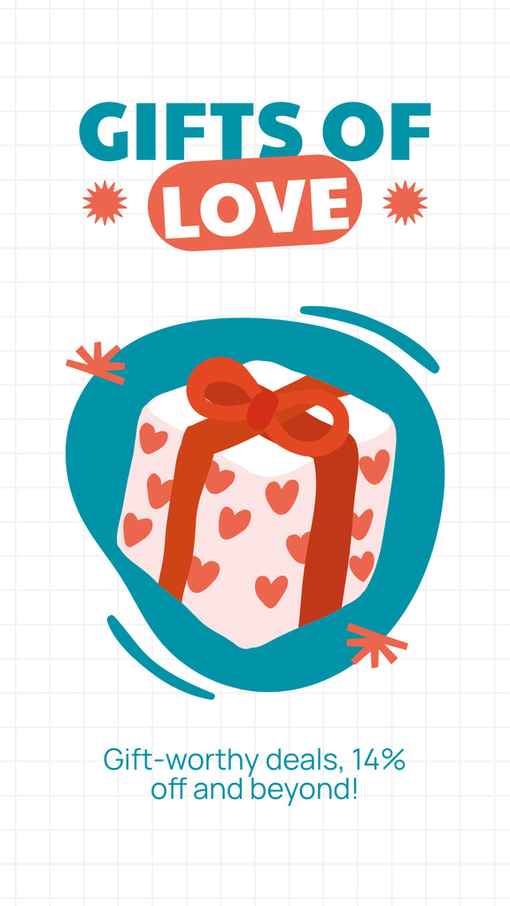 Gifts Of Love With Discounts Due Valentine's Day Instagram Story Tasarım Şablonu