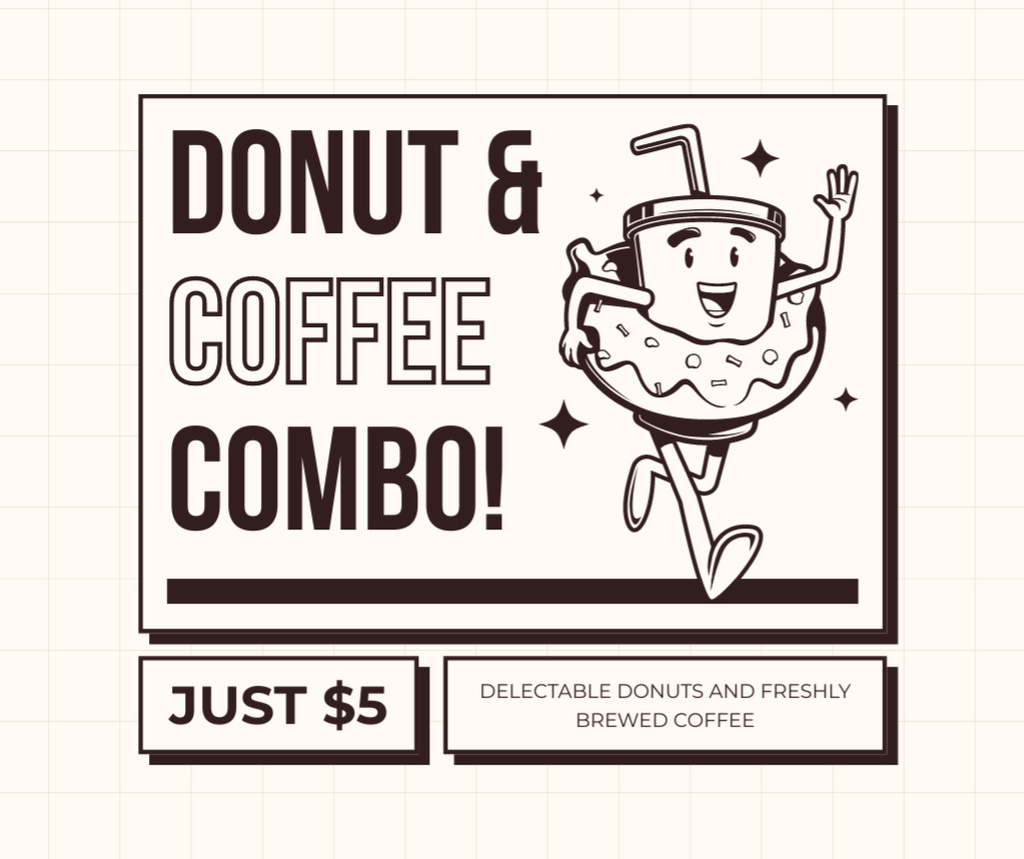 Designvorlage Offer of Coffee and Doughnut Combo für Facebook