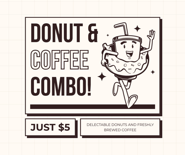 Template di design Offer of Coffee and Doughnut Combo Facebook
