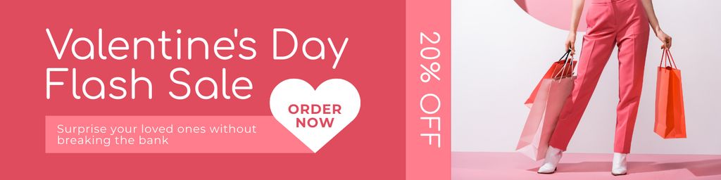 Valentine's Day Flash Sale of Fashion Items Twitter Design Template