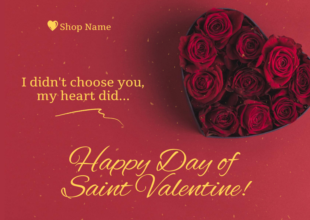 Plantilla de diseño de Valentine's Greeting with Beautiful Red Roses Postcard 