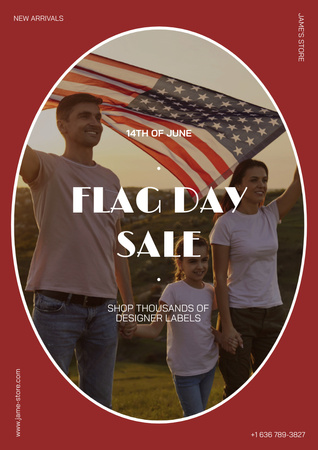 Ontwerpsjabloon van Poster A3 van Flag Day Sale Announcement
