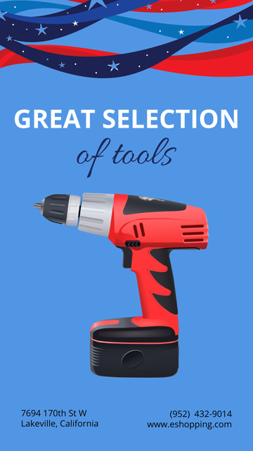 Labor Day Celebration And Big Selection Of Tools Announcement Instagram Story Modelo de Design