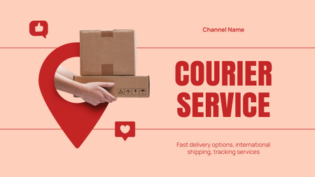 Courier Services Promo on Red Youtube Thumbnail Design Template