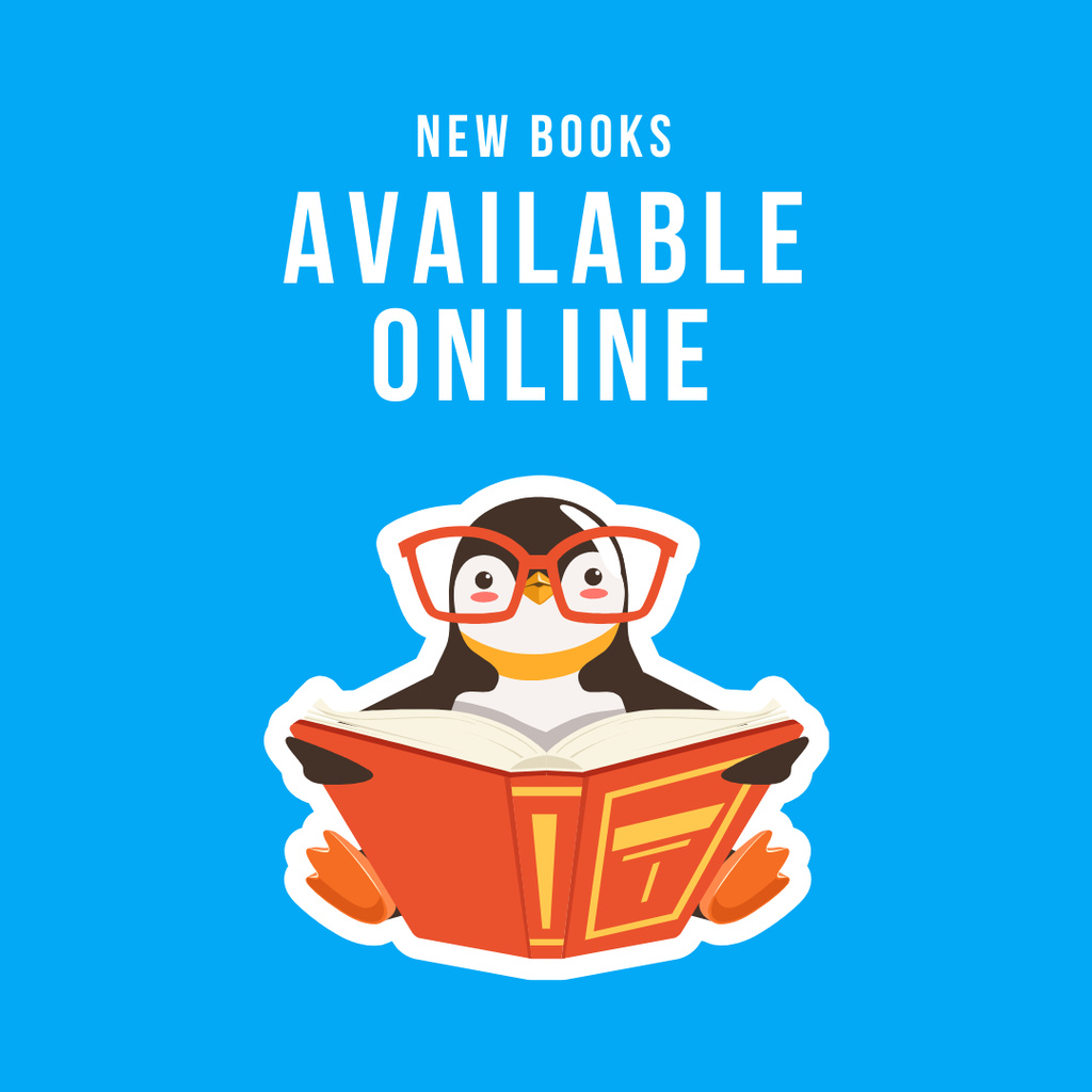Ontwerpsjabloon van Instagram van Books Sale Announcement with Penguin