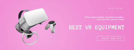 Ontwerpsjabloon van Facebook Video cover van VR Equipment Sale Promo on Blue