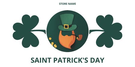 Happy St. Patrick's Day with Redbeard Man Twitter Design Template