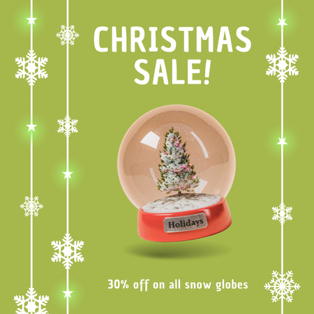 Platilla de diseño Snow Globe on Christmas Sale Green Instagram AD