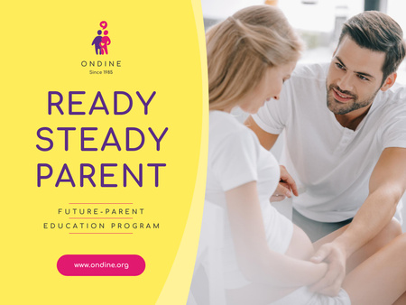 Parenting Courses with Happy Pregnant Woman Presentationデザインテンプレート