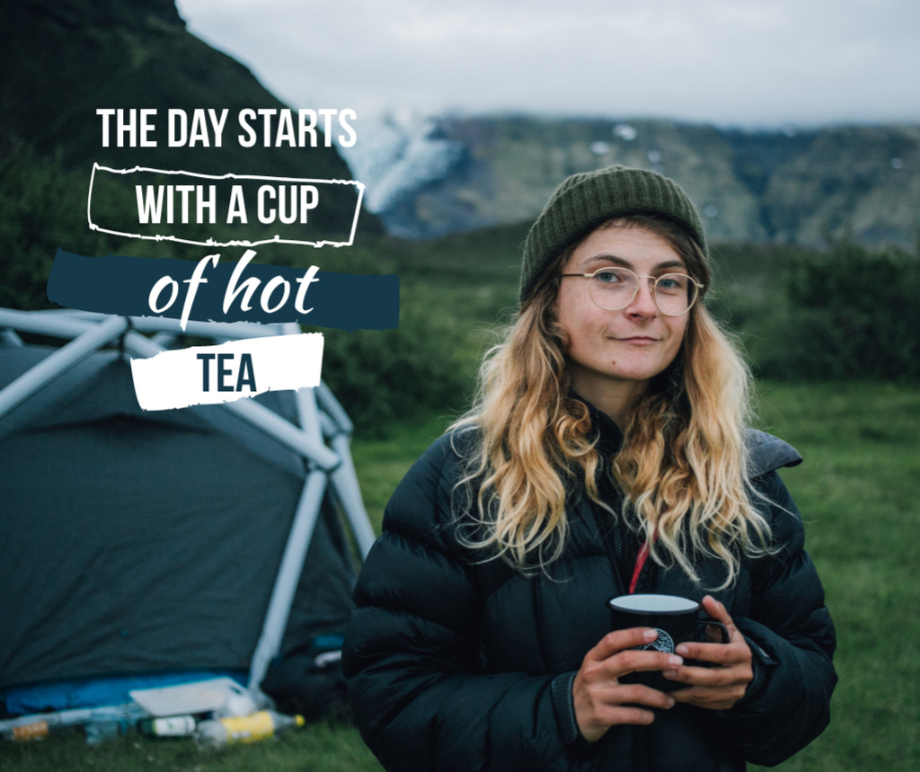 Woman enjoying morning Tea Facebook – шаблон для дизайну