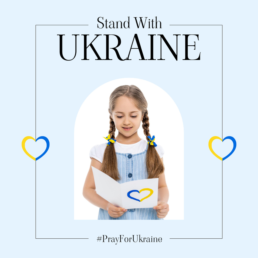Kid stands with Ukraine Instagram Design Template