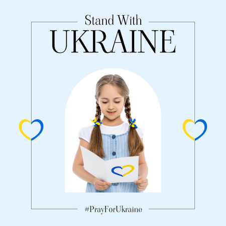Modèle de visuel L'enfant se tient avec l'Ukraine - Instagram