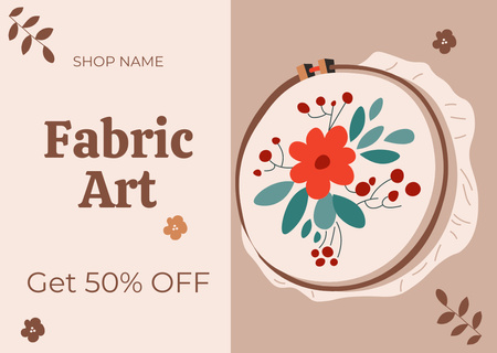 Fabric Art Items With Discount Card Design Template