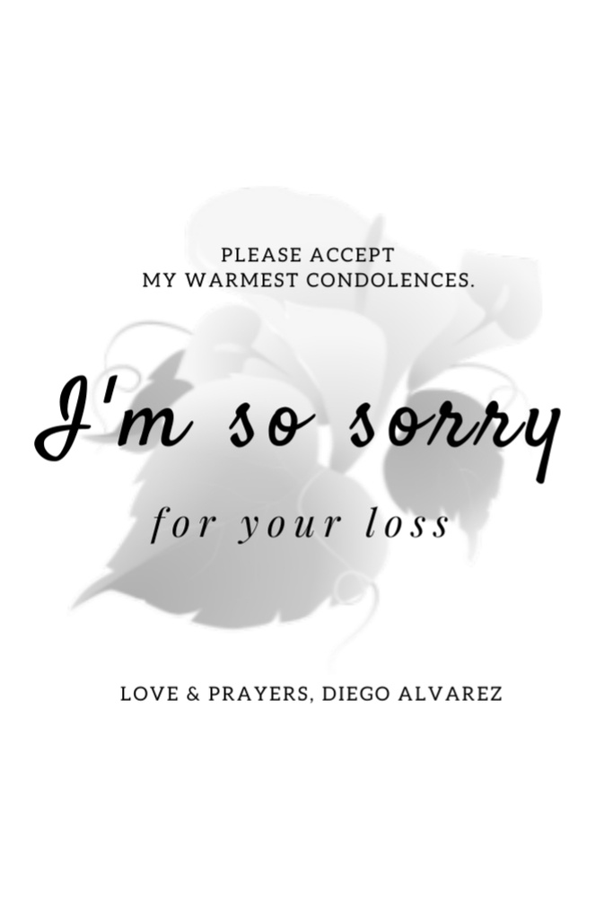 Deepest Condolence Messages in White Minimalist Postcard 4x6in Vertical Design Template