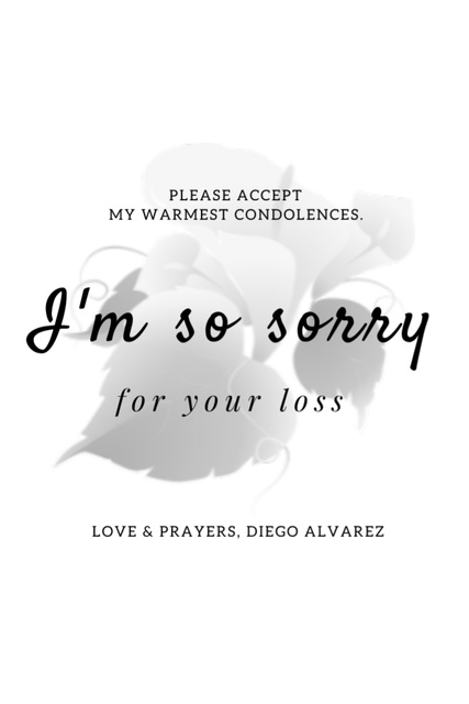 Deepest Condolence Messages in White Minimalist Postcard 4x6in Vertical Πρότυπο σχεδίασης
