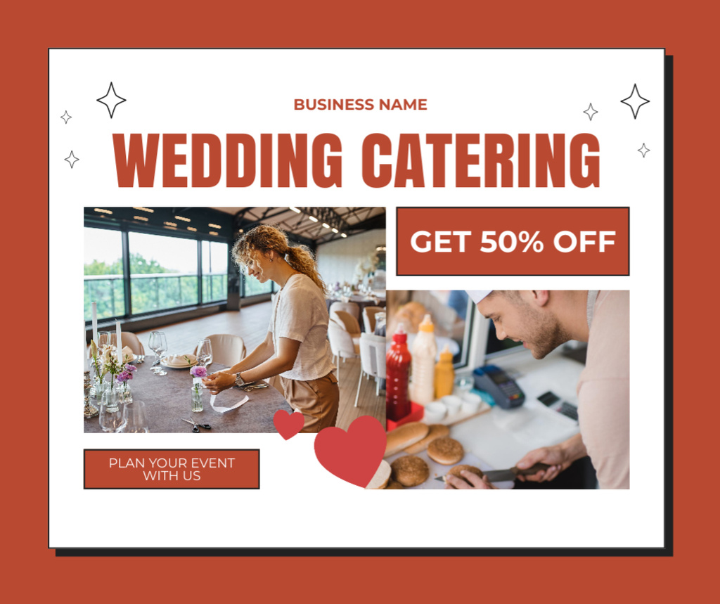 Huge Discount on Wedding Catering Planning Facebook Modelo de Design