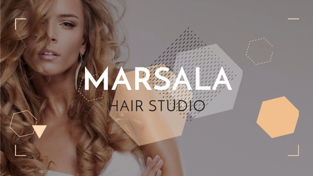 Plantilla de diseño de Hair Studio Ad Mujer con cabello rubio Title 1680x945px 