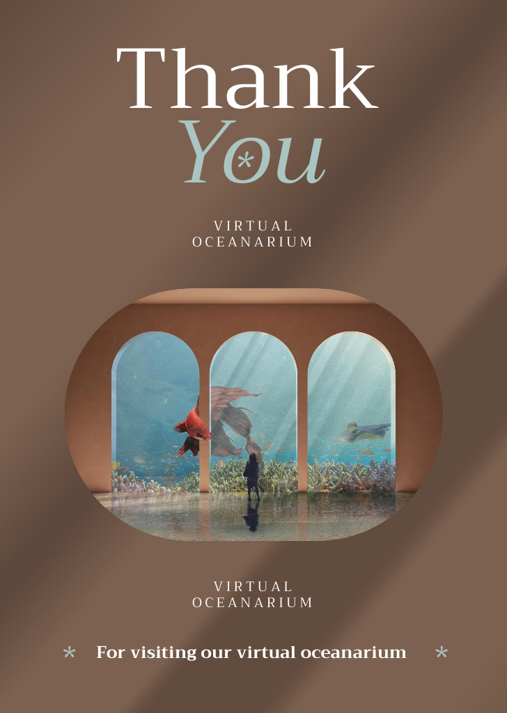 Virtual Oceanarium Ad with Beautiful Fish Postcard A6 Vertical Design Template