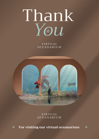 Virtuaalinen Oceanarium-mainos kauniilla kaloilla Postcard A6 Vertical Design Template