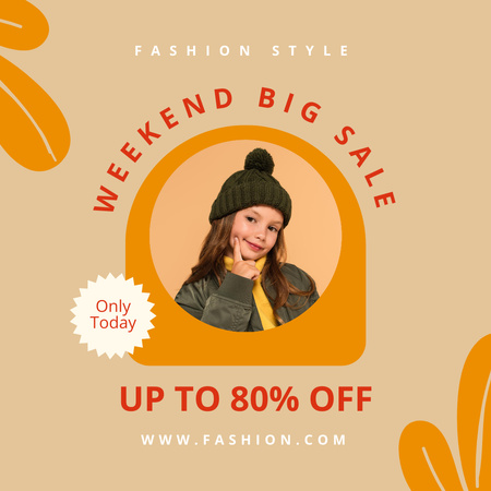 Fashion Ad with Stylish Little Girl Instagram Design Template