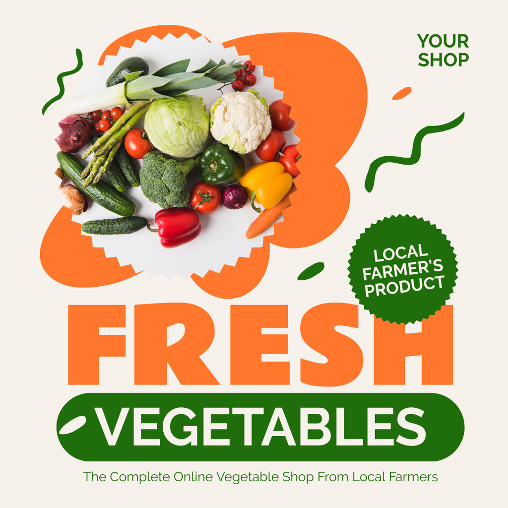 Local and Fresh Farm Vegetables Sale Instagram ADデザインテンプレート