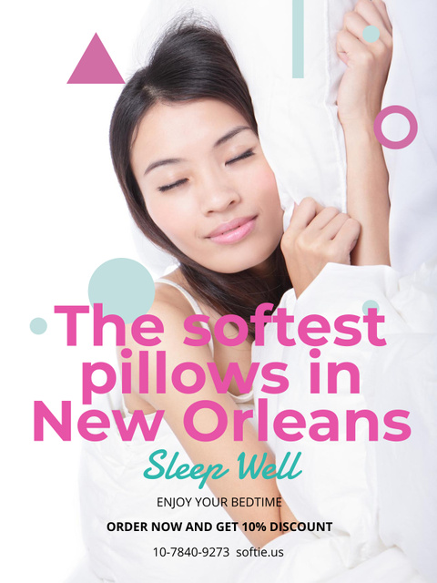 Pillows ad Girl sleeping in bed Poster US – шаблон для дизайну