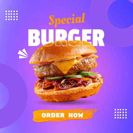 Street Food Ad with Special Offer of Burger Instagram Design Template