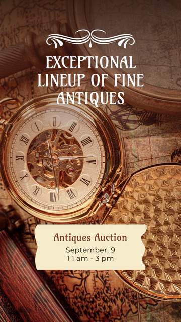 Ontwerpsjabloon van TikTok Video van Exceptional Assortment Of Fine Antiques On Auction Offer