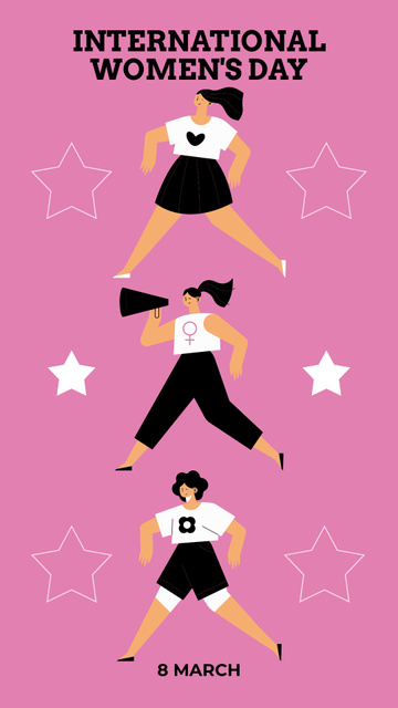 Designvorlage International Women's Day with Feminists Women für Instagram Story