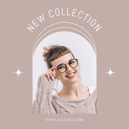 Special Offers on Eyeglasses with Smiling Girl Instagram Design Template