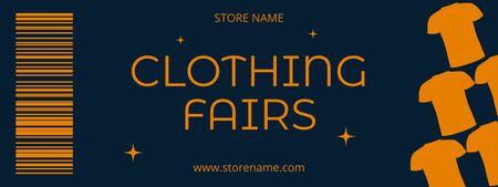 Ontwerpsjabloon van Ticket van Clothing Fair Announcement on Blue