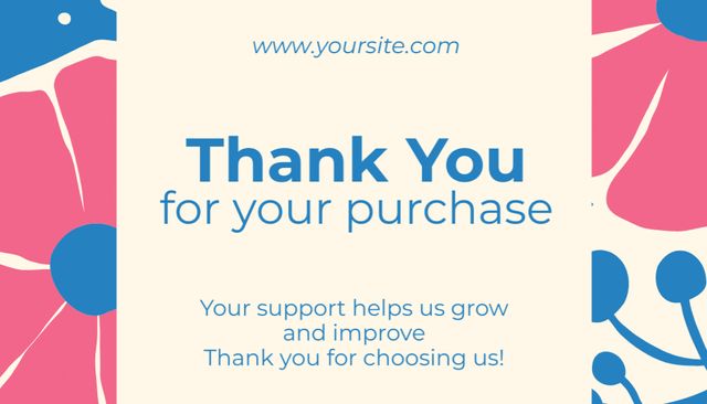 Flower Shop's Simple Thank You Message Business Card US Design Template