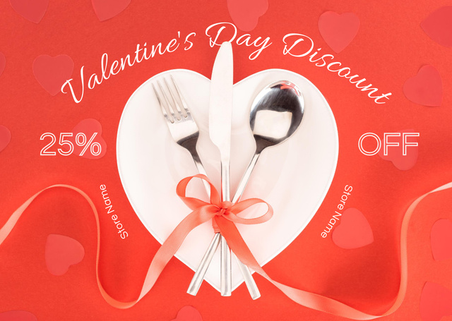 Platilla de diseño Offer Discounts on Cutlery for Valentine's Day Card