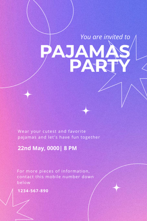 Pajama Party Announcement Invitation 6x9in Design Template